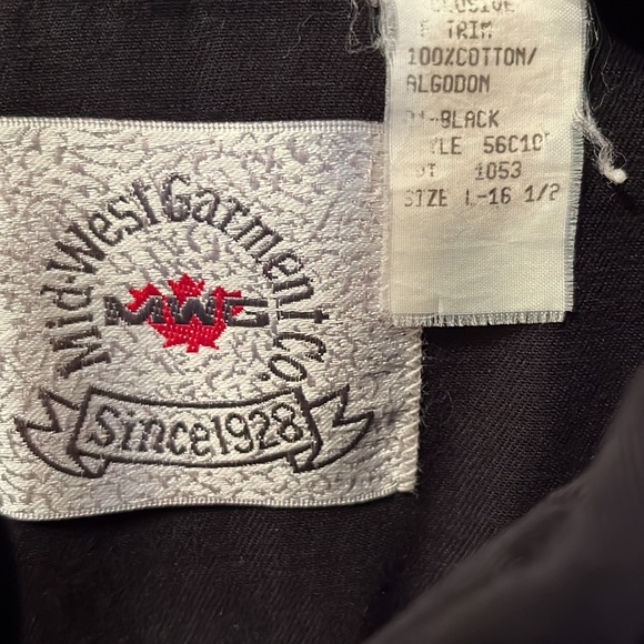 Midwest Garment Co mens size L 16 1/2 black shirt - Picture 4 of 5